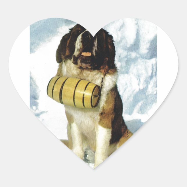 St Bernard dog, Mountain Rescue Heart Sticker (Front)