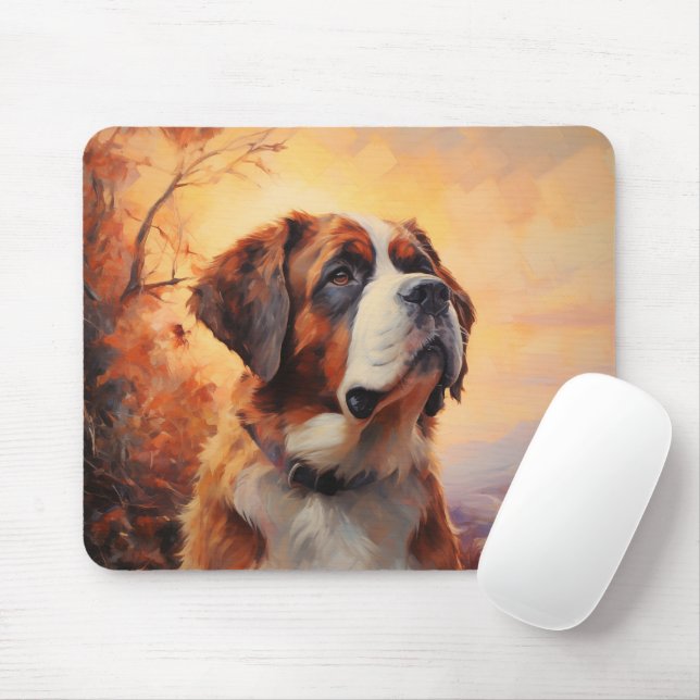 St. Bernard dog Mouse Mat (With Mouse)