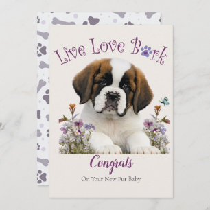 St. Bernard Dog Mum Floral Adoption Card