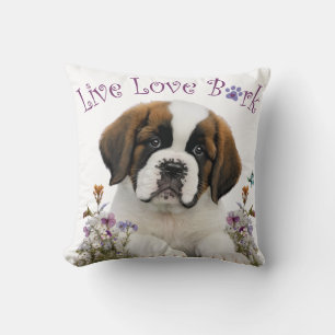 St. Bernard Dog Mum Floral Cushion