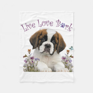 St. Bernard Dog Mum Floral Fleece Blanket