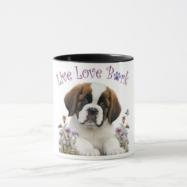 St. Bernard Dog Mum Floral Mug (Center)