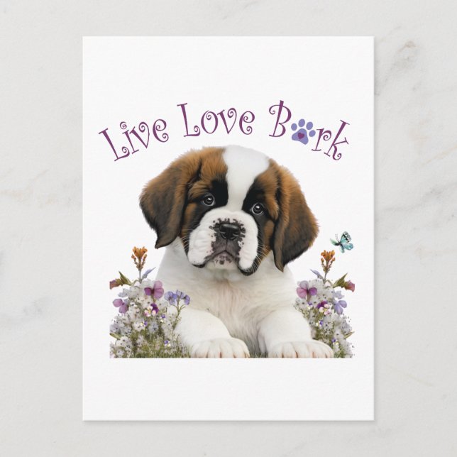 St. Bernard Dog Mum Floral Postcard (Front)