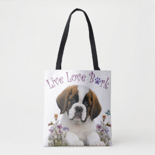 St. Bernard Dog Mum Floral Tote Bag