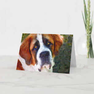 St Bernard Dog Painting Card