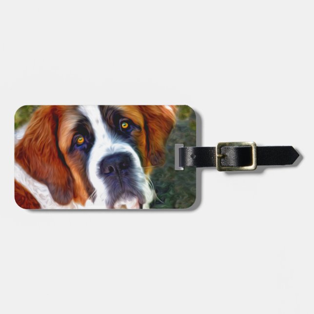St Bernard Dog Painting Luggage Tag (Front Horizontal)