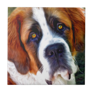 St Bernard Dog Painting Tile