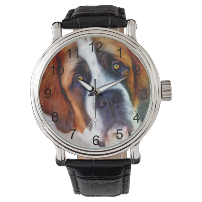 St Bernard Dog Painting Watch (Front)