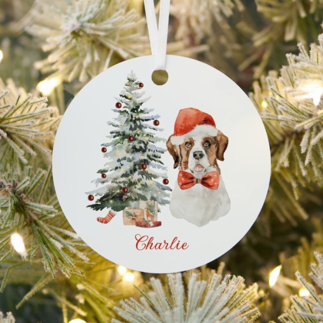St. Bernard Dog Personalized Christmas Ornament (Insitu)