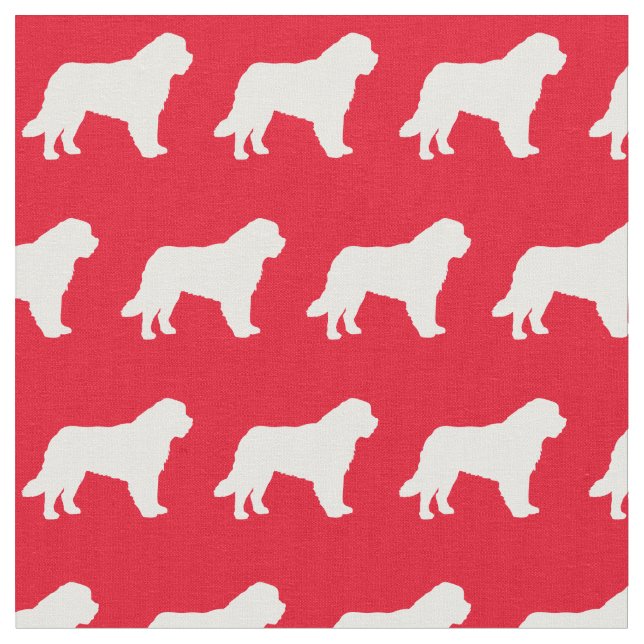 St Bernard Dog Silhouette Pet Red Fabric (Close Up)