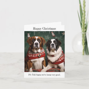 St Bernard Dogs Christmas Card