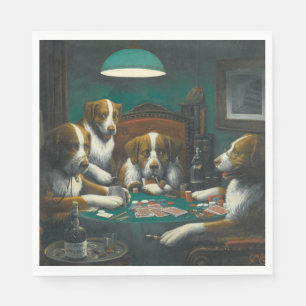St Bernard Dogs Playing Poker (Retro Animal Art) Napkin