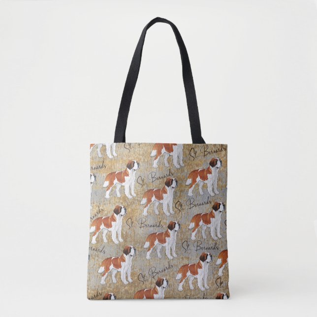 St Bernard Dogs with Rustic Background Tote Bag (Front)