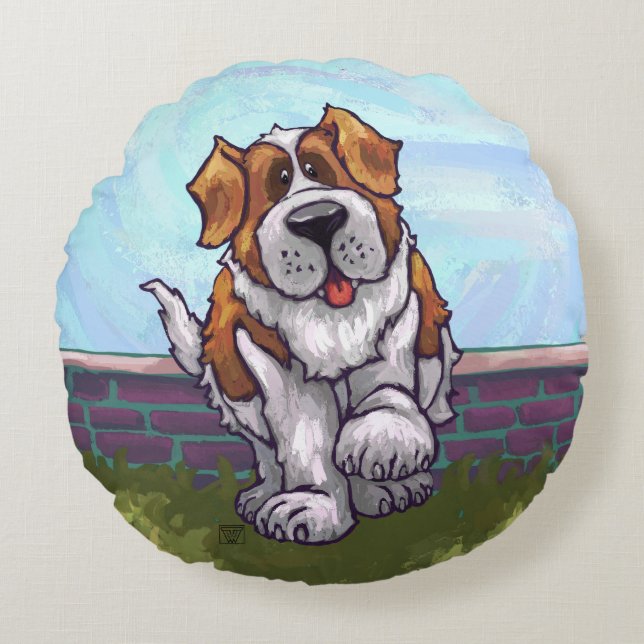 St. Bernard Gifts & Accessories Round Cushion (Front)