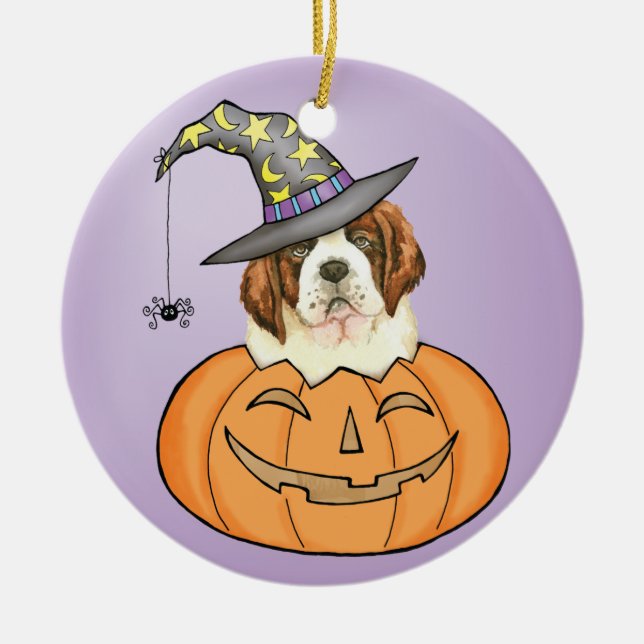 St. Bernard Halloween Ceramic Tree Decoration (Front)