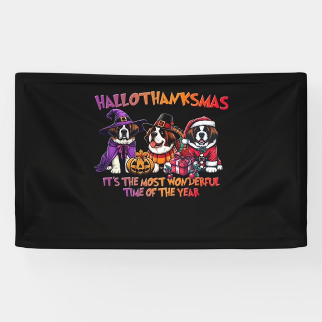 St. Bernard Halloween Thanksgiving Christmas Class Banner (Horizontal)