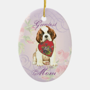 St. Bernard Heart Mum Ceramic Ornament