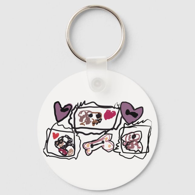 St. Bernard hearts  Key Ring (Front)