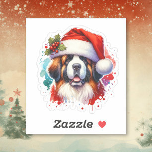 St Bernard in Santa Hat Christmas