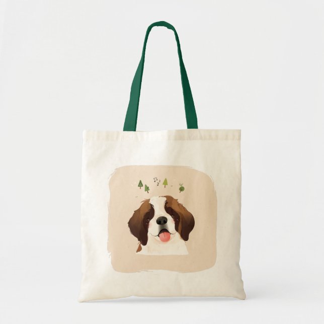 St. Bernard Pet Dog Illustration Portrait Tote Bag (Front)