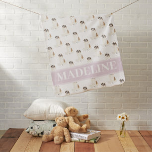 St. Bernard Pink & White Baby Blanket
