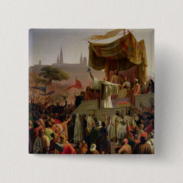 St. Bernard Preaching the Second Crusade 15 Cm Square Badge (Front)