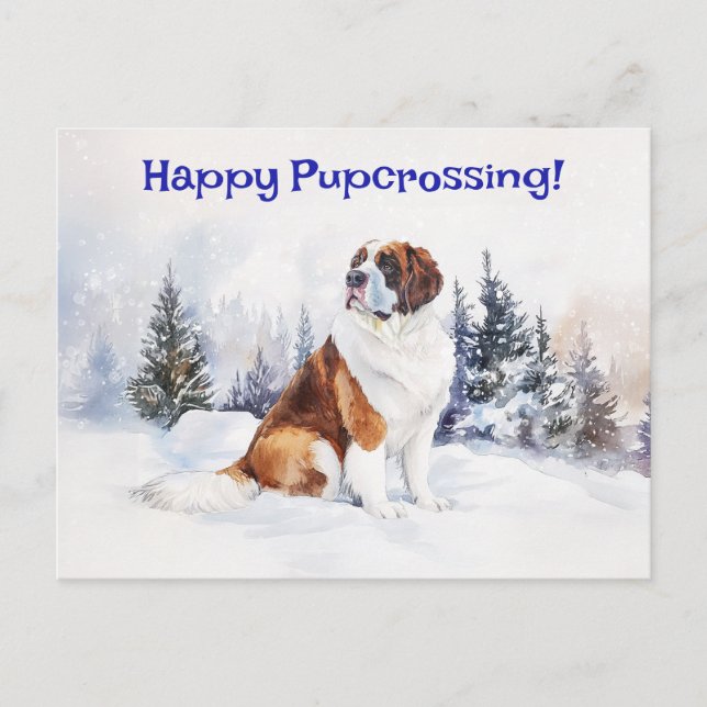 St. Bernard Pupcrossing - Postcard (Front)