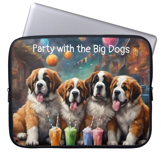 St Bernard Puppies and Milkshakes Laptop Sleeve (Front)