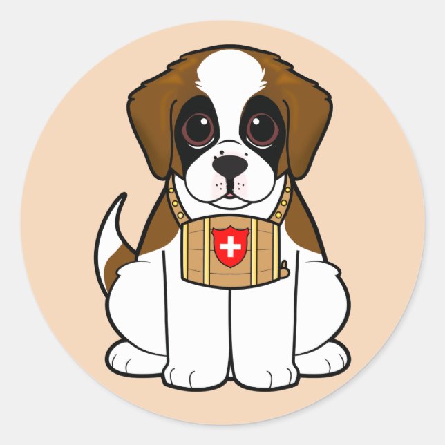St. Bernard Puppy Classic Round Sticker (Front)