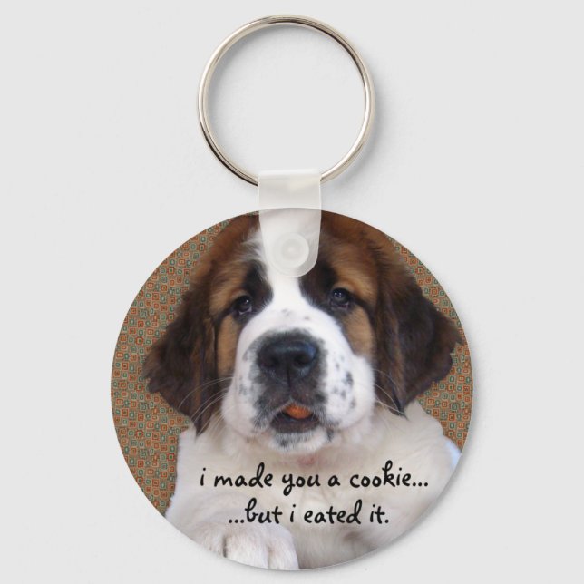 St Bernard Puppy Cookie Key Ring (Front)