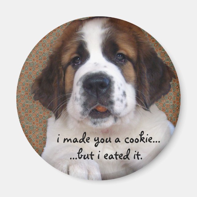 St Bernard Puppy Cookie Magnet (Front)