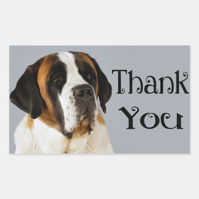 St. Bernard Puppy Dog Thank You Sticker (Front)