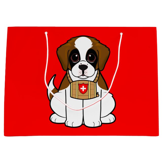 St. Bernard Puppy Large Gift Bag (Front)
