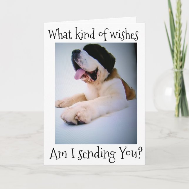 ST. BERNARD SENDS ***HUGE"** WISHES HOLIDAY CARD (Front)