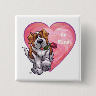 St. Bernard Valentine's Day 15 Cm Square Badge