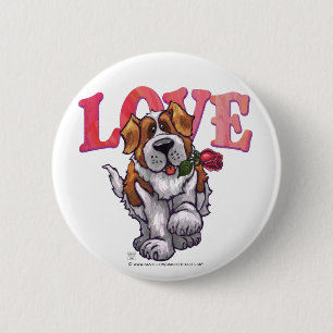 St. Bernard Valentine's Day 6 Cm Round Badge