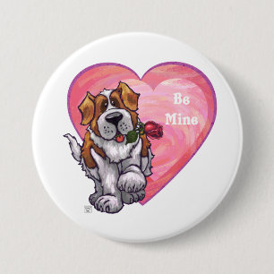 St. Bernard Valentine's Day 7.5 Cm Round Badge