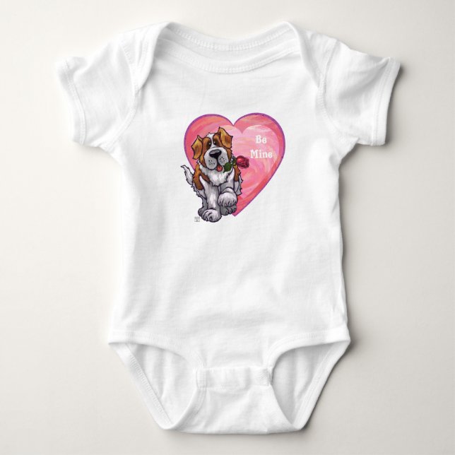 St. Bernard Valentine's Day Baby Bodysuit (Front)