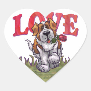 St. Bernard Valentine's Day Heart Sticker