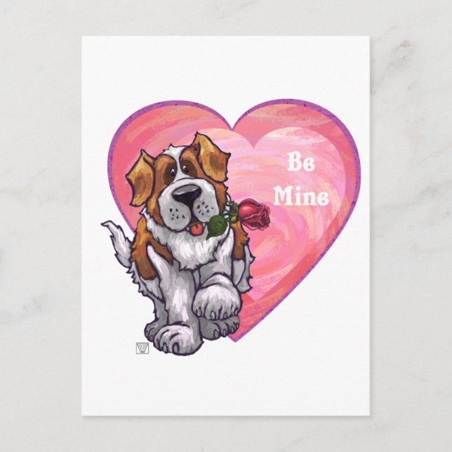 St. Bernard Valentine's Day Holiday Postcard (Front)