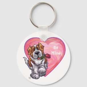 St. Bernard Valentine's Day Key Ring