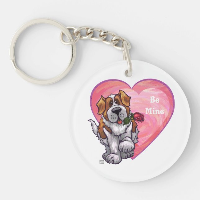 St. Bernard Valentine's Day Key Ring (Front)