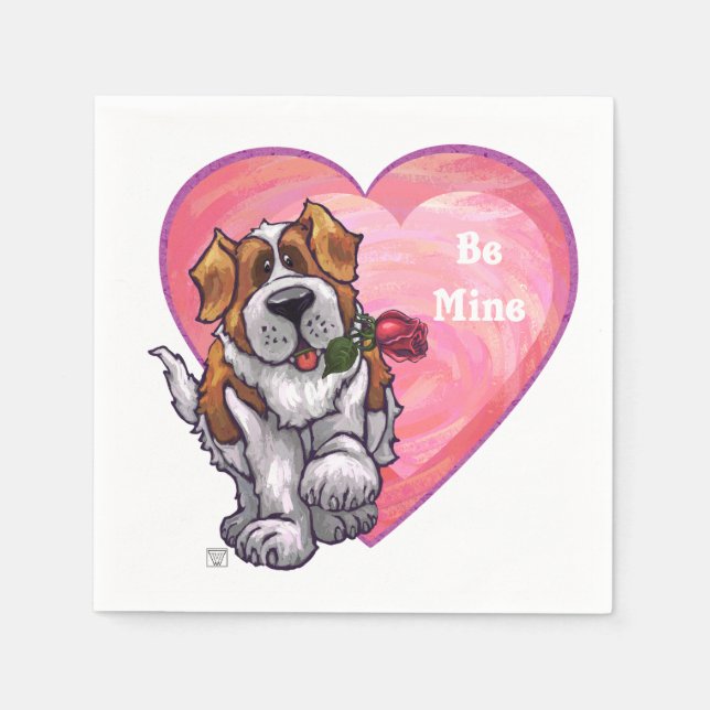 St. Bernard Valentine's Day Napkin (Front)