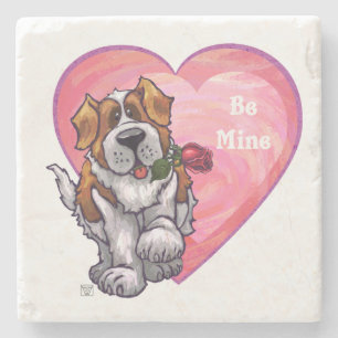 St. Bernard Valentine's Day Stone Coaster