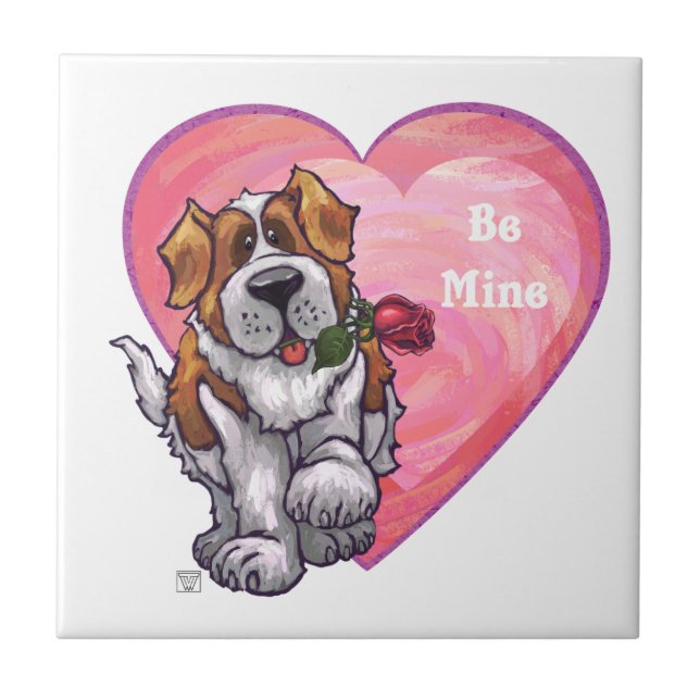 St. Bernard Valentine's Day Tile (Front)