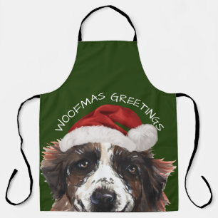 St Bernard Watercolor Christmas Apron
