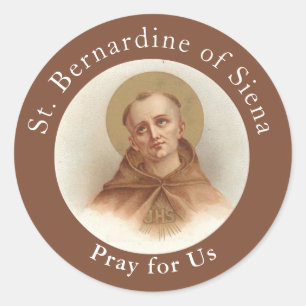 St. Bernardine of Siena, Catholic Priest Classic Round Sticker
