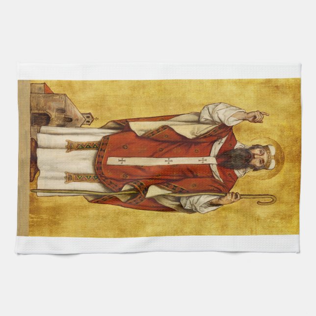 St. Boniface of Mainz - Patron of Educators Tea Towel (Horizontal)