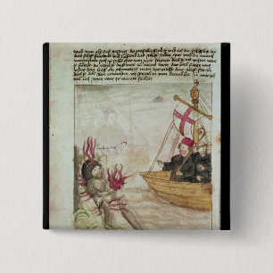 St. Brendan in his ship 15 Cm Square Badge