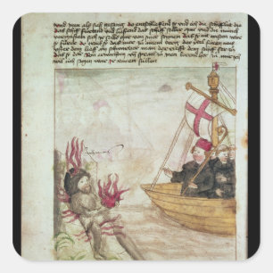 St. Brendan in his ship Square Sticker